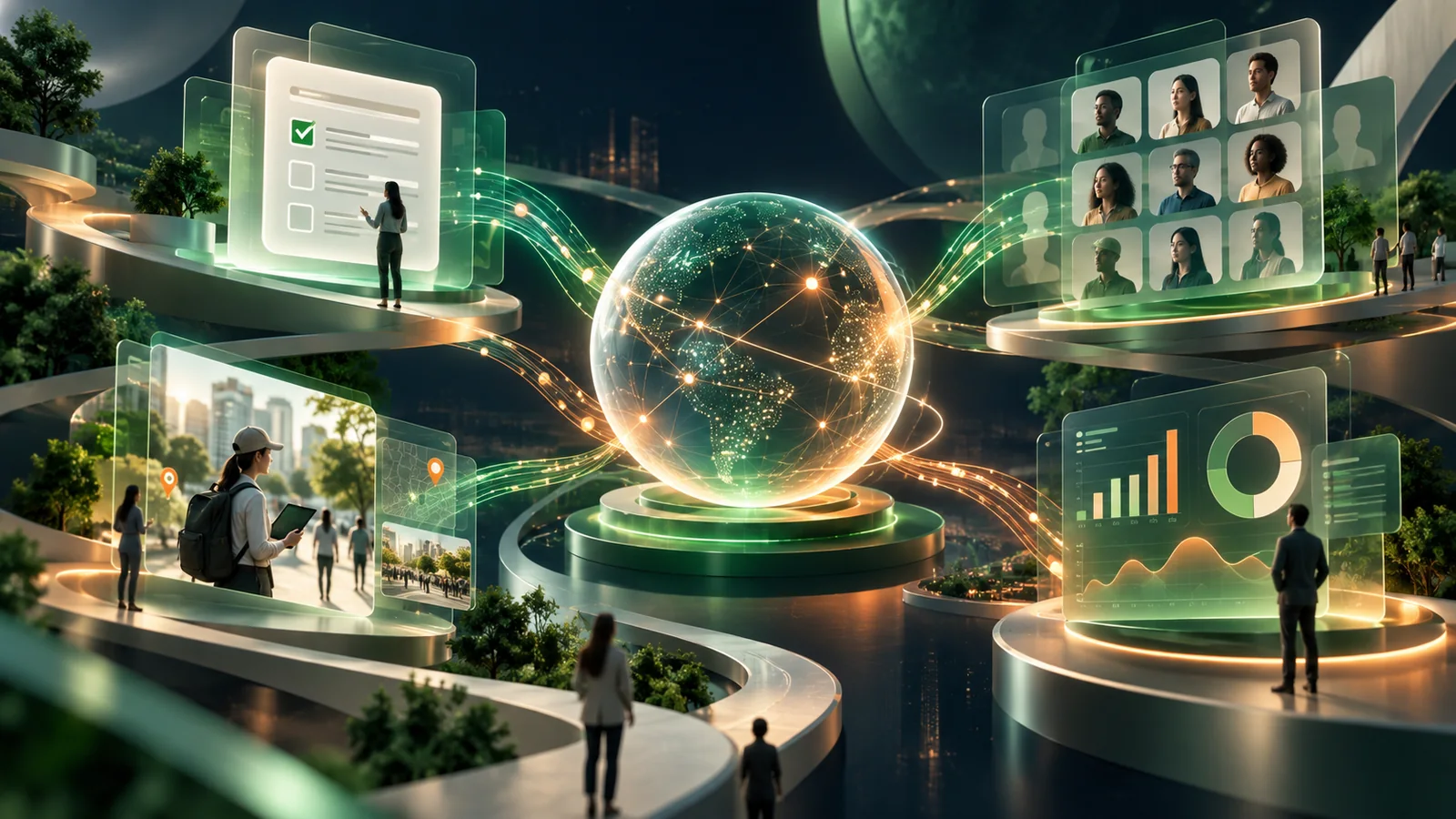 Connected survey, panel, fieldwork and insight concepts